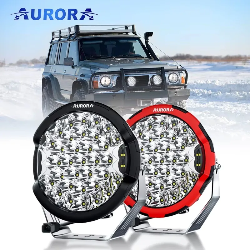 Technical illustration of the Aurora 9" - 205W - (Red) LED Spotlight with Side Lamps
