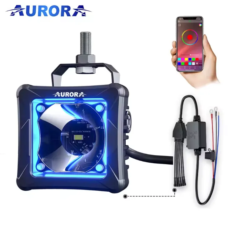 Technical illustration of the Aurora 3"- 30W - LED Light with Reflector RGB with Lighting