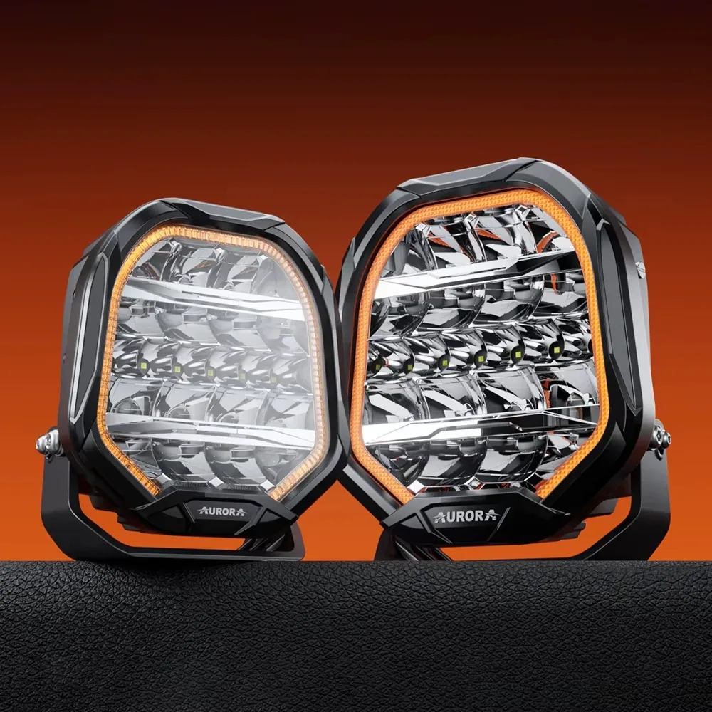 Technical illustration of the Aurora 7" - 270W - LED Spotlight with Position Lamps