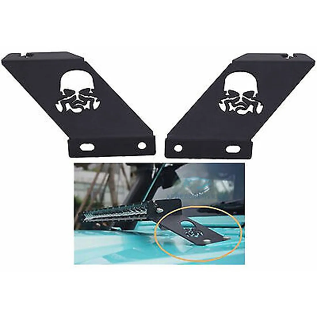 Technical illustration of the JK (2007-2018) Wrangler Bonnet LED Bracket