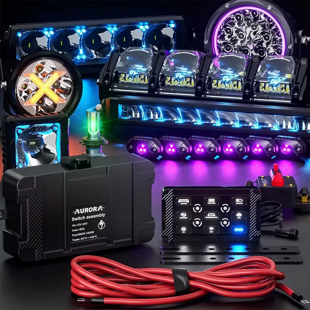 Technical illustration of the AURORA - 9 Channel Control Panel RGB - with Lighting Control