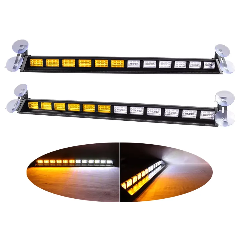 Technical illustration of the Hearxin 12 LED Flashing Warning Light, Amber/white