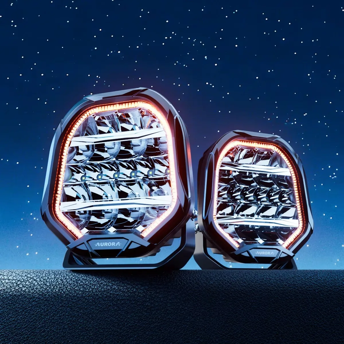 Technical illustration of the Aurora 9" - 270W - LED Spotlight with Position Lamps and Cover