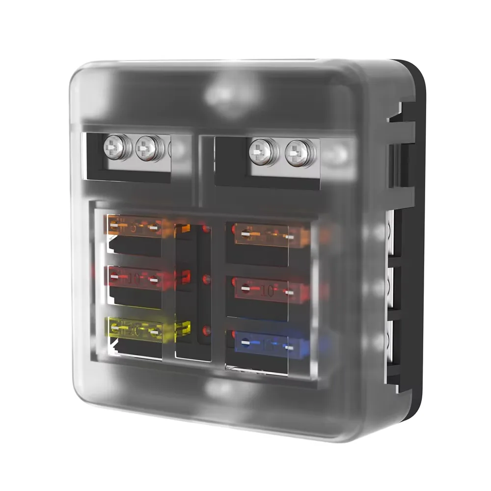 Technical illustration of the 6 Channel Fused Distribution Block