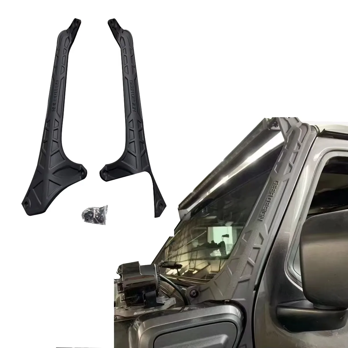 Technical illustration of the JL (2018+) Wrangler Hybrid LED Bar Aluminium Bracket