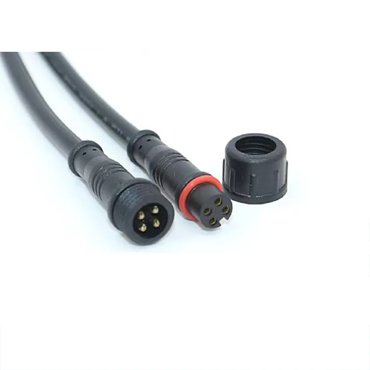 Technical illustration of the 4 Pin IP67 Male-female Connector Pair