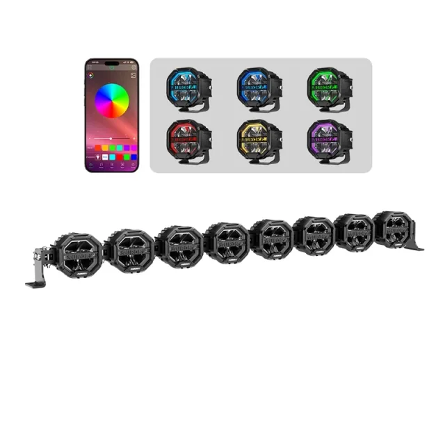 Technical illustration of the Aurora 42" - 320W - New-design Modular LED Bar with Reflector RGB with Lighting
