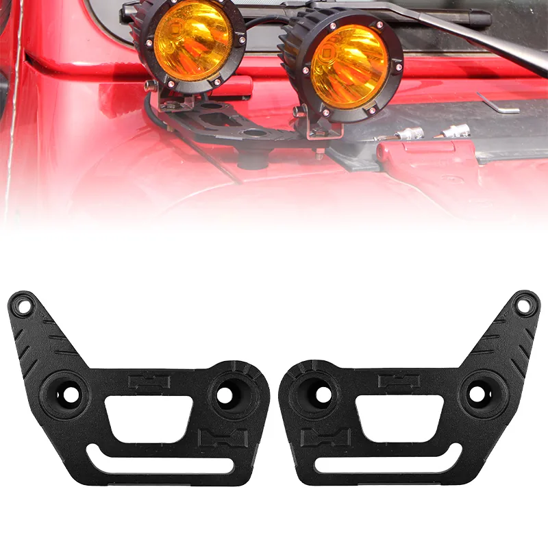 Technical illustration of the JL (2018+) Wrangler Bonnet LED Aluminium Bracket