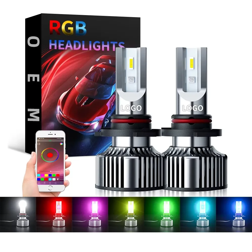 Technical illustration of the AURORA H4 / 9003 / HB2 - 100W - LED Bulb RGB with Lighting