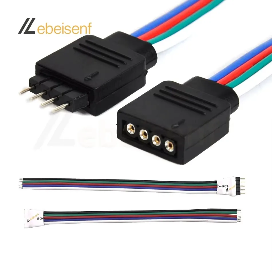 Technical illustration of the RGB Male-female Lighting Connector Pair