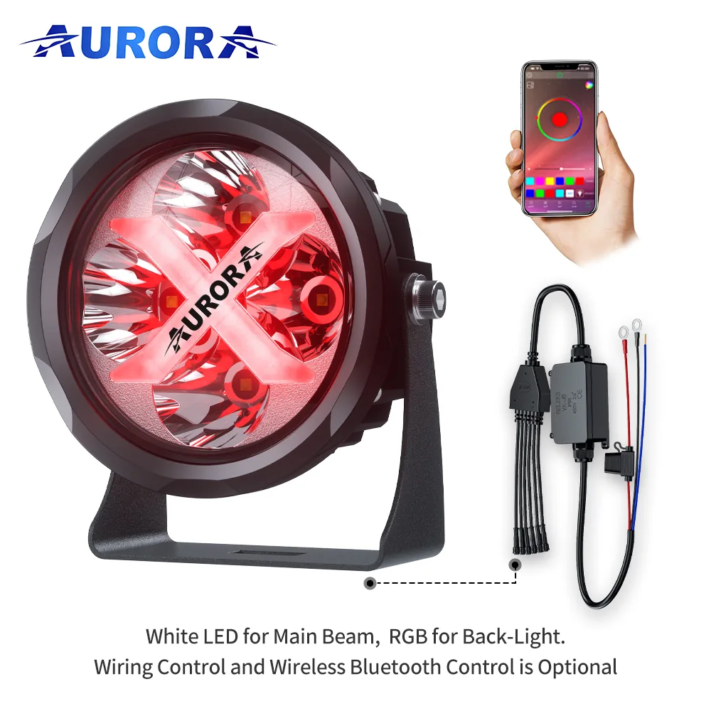 Technical illustration of the Aurora 4" -40W - LED Light with Reflector RGB with Lighting