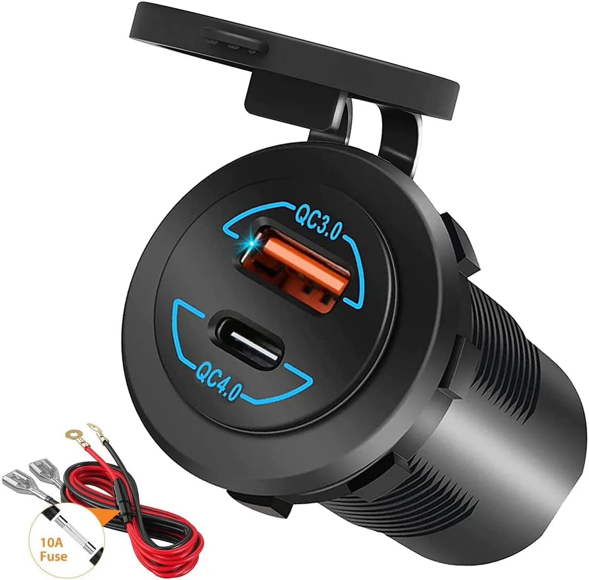 Technical illustration of the Twin-port TYPE-C/USB Charger